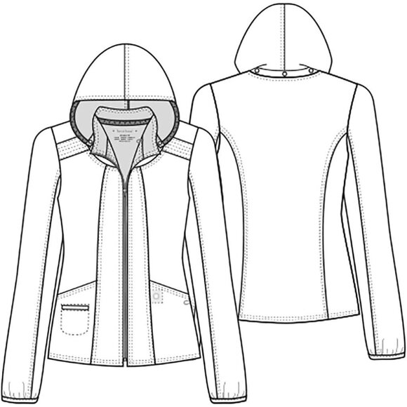 Women Scrubs Jacket Zip Front Warm Up Detachable Hood Pink Contrast Small - Picture 3 of 3